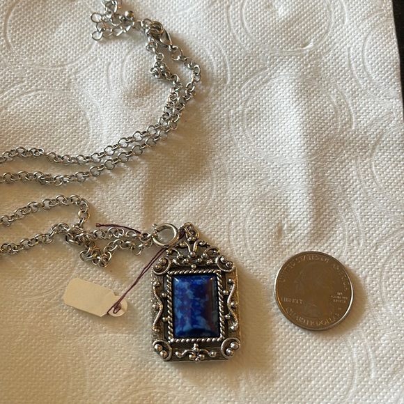 Sarah Coventry reversible pendant on silver tone replacement chain used vintage - Picture 2 of 3